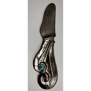 Butter Knife Pate Spreader Metal Abalone Aboriginal Vintage